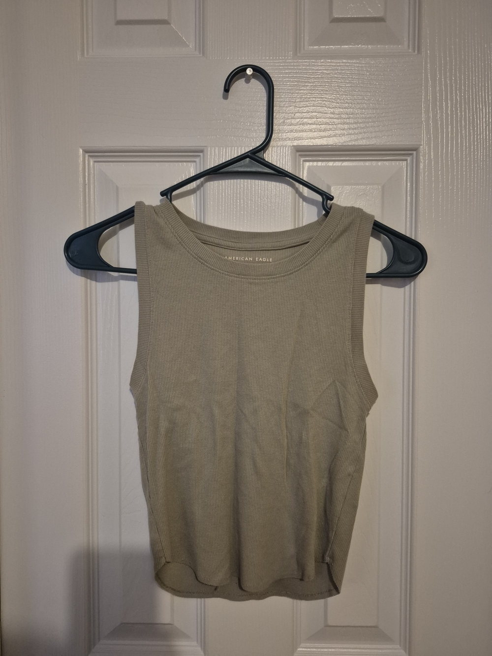 American Eagle Outfitters Sleeveless Ribbed Tank Top in Olive Green